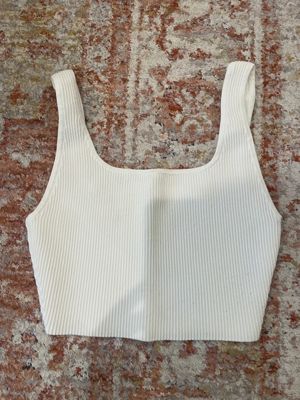 Babaton Cream Ribbed Scoop Tank
